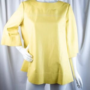 LAFAYETTE 148 A-Line Style Yellow Genuine Leather Women Top Jacket Size 8